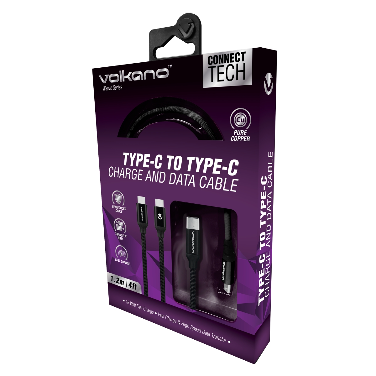 Volkano Weave series Type-C to Type-C cable